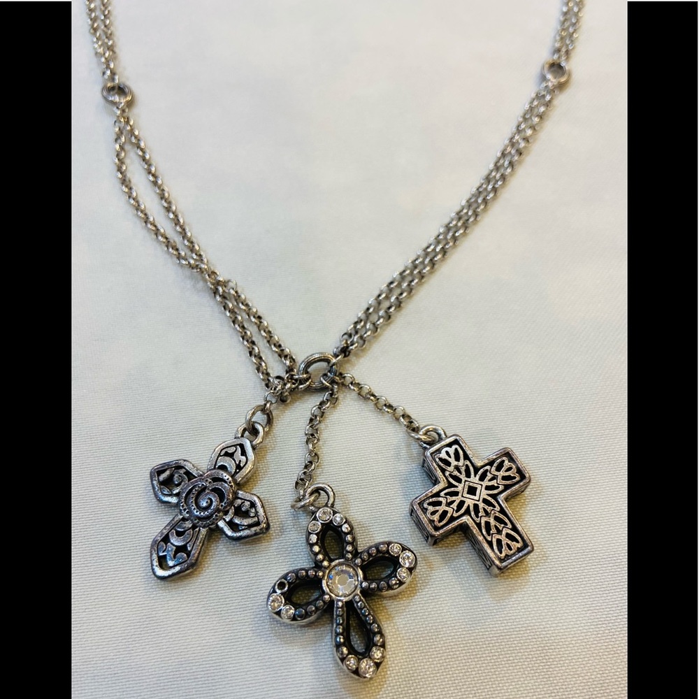 Brighton Necklace - Trio of Crosses